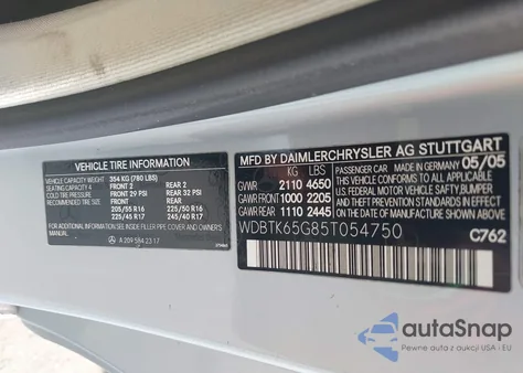 2005 Mercedes-Benz Clk 320 z USA, uszkodzony, nr VIN WDBTK65G85T054750